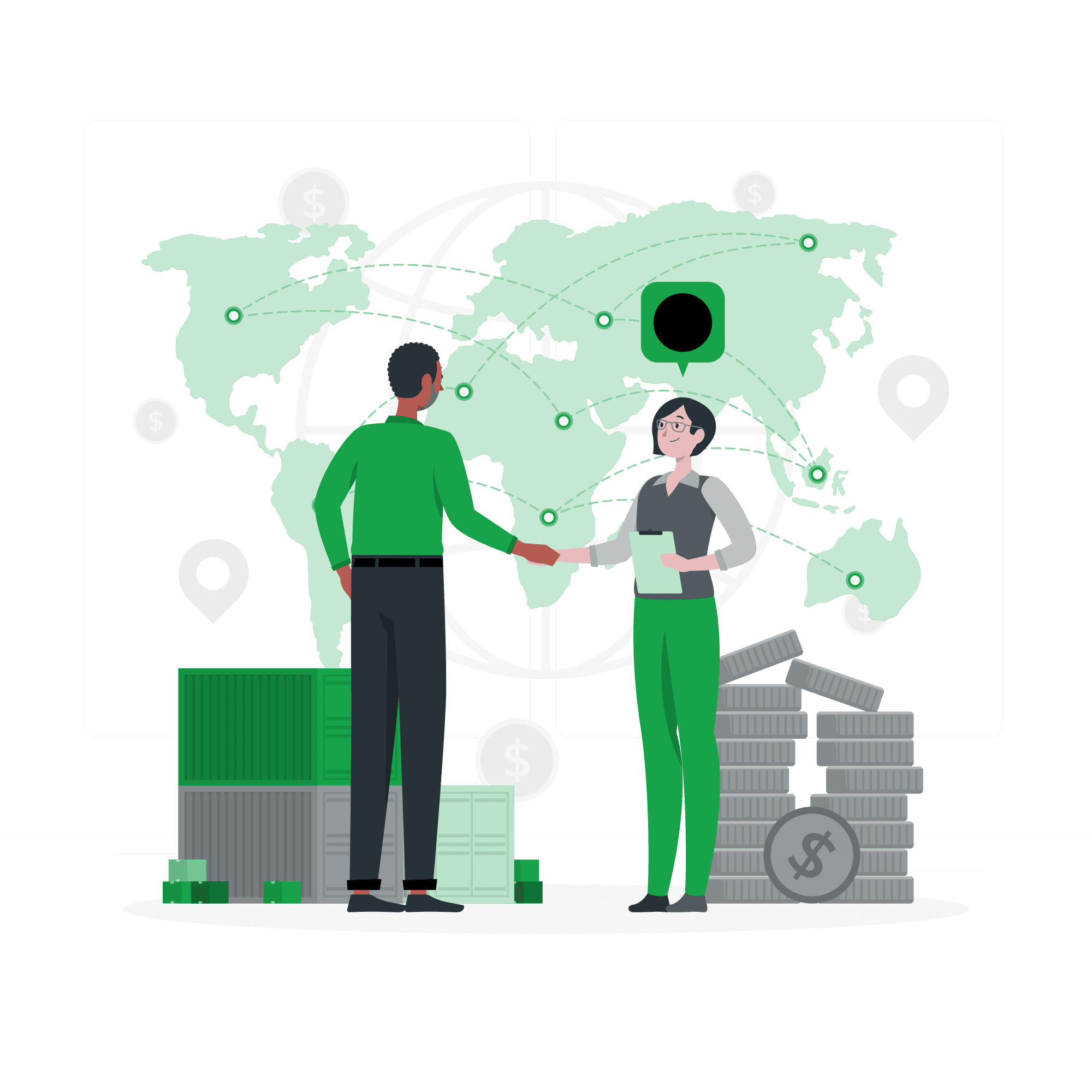 Illustration partenariat et trading